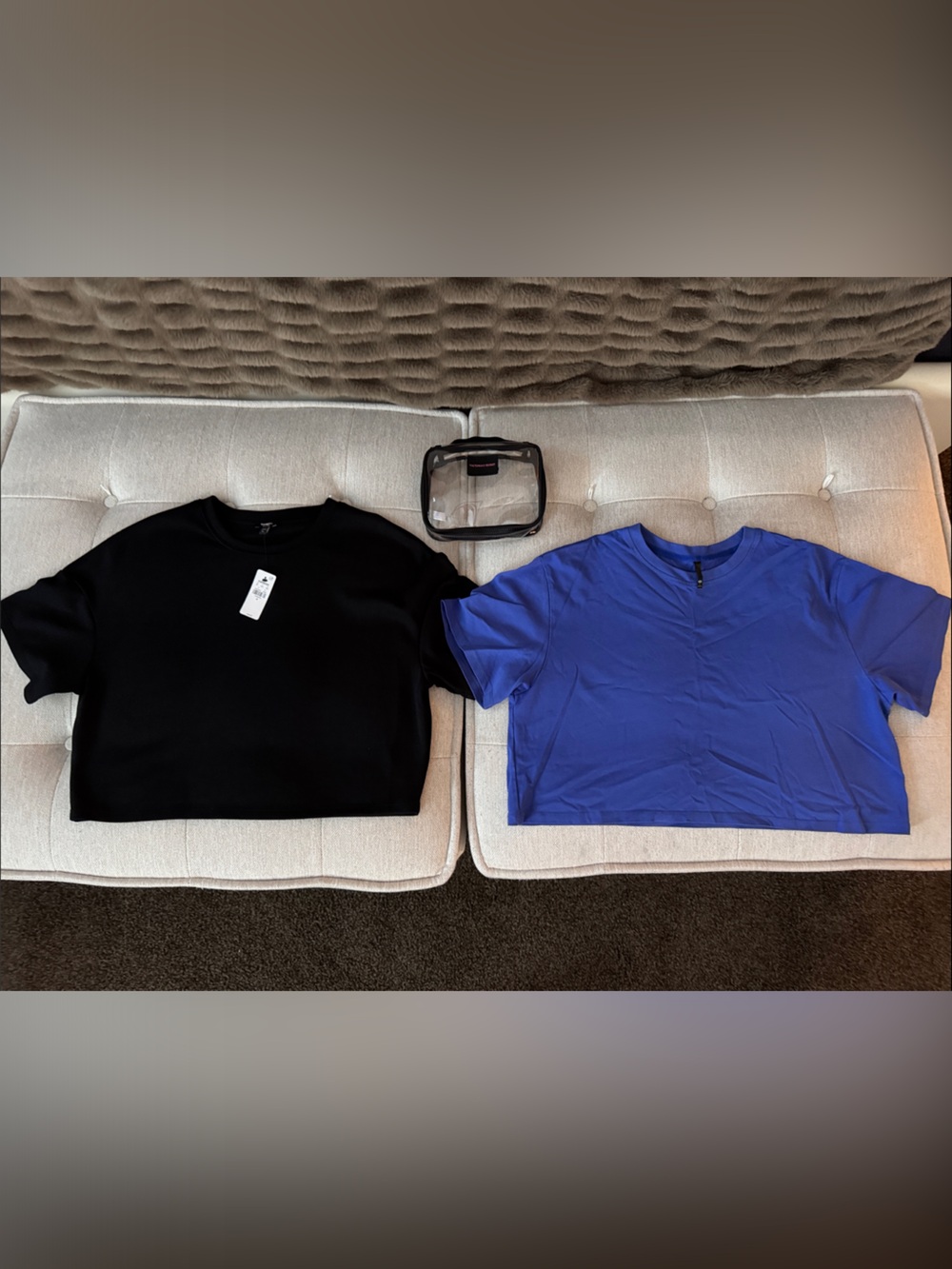 Ugg & Express crop top. Black and Royal Blue & V.S pouch